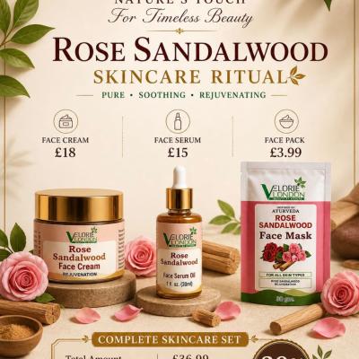 Velorie London Rose Sandalwood Complete Skincare Set (30% OFF)